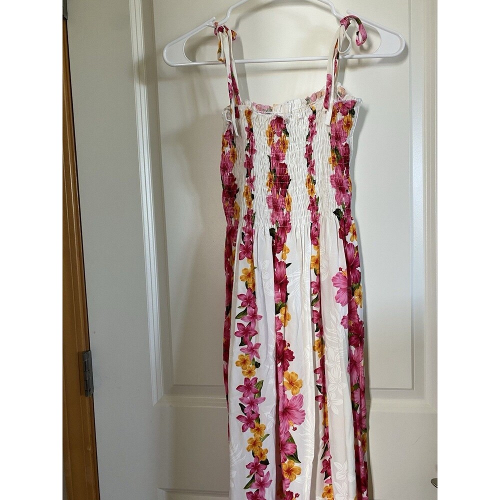 Vintage Paradise Bay Hawaiian Smocked Maxi Dress - 100% Rayon, Made Hawaii - Picture 3 of 11
